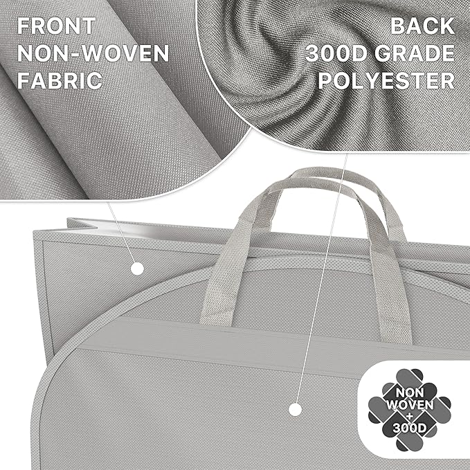 Simple Houseware 60-Inch Travel Garment Bag, Non-Woven | Lightweight, Gray, 3 Pack