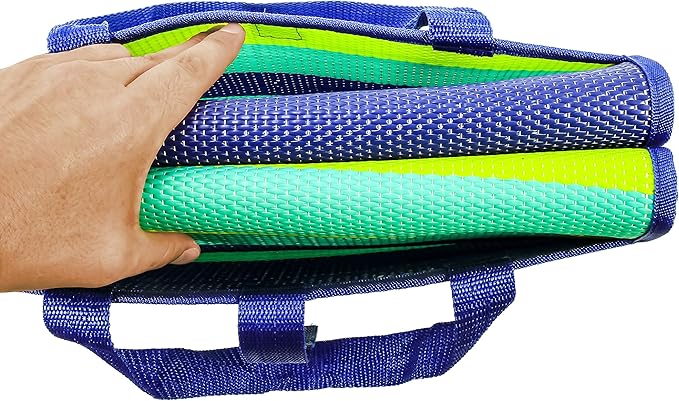 Camco Handy Mat with Strap - Perfect for Picnics, Beaches, RV and Outings - Green/Turquoise - 60" x 78" (42806)