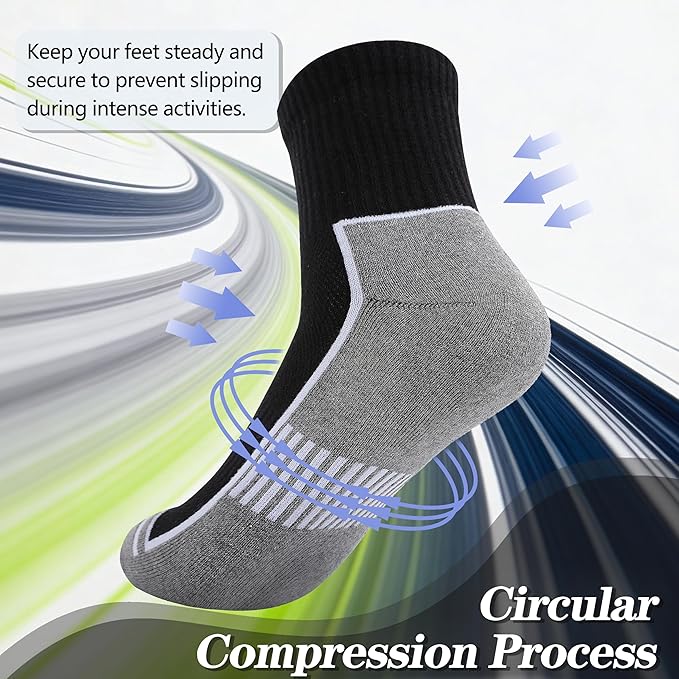 Urban Virgin Men Athletic Quarter Running Compression Socks Cotton Cushioned Athletic Ankle Moisture Wicking Socks Women