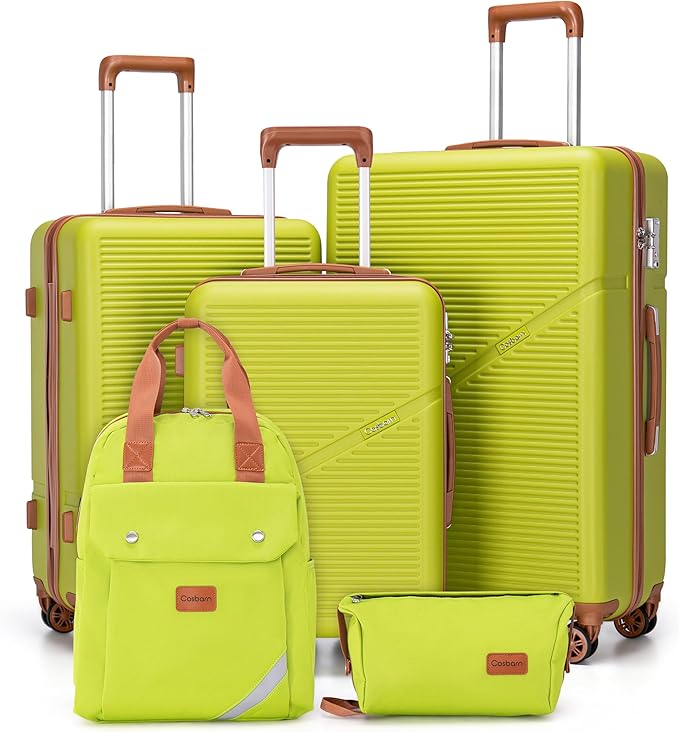 Cosbarn Luggage Sets 5 Piece Suitcases with Wheels, Suitcase Set ABS Hard Case Luggage with TSA Lock Spinner Wheels Durable Travel Luggage (5-Piece Set(20"/24"/28"))