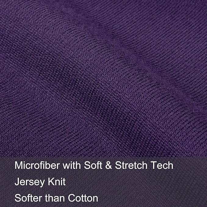 2-Pack Stretch Pillow Cases - Jersey Knit & Ultra Soft Envelope Closure Pillowcases T-Shirt Like Microfiber Blend - Suitable for 20x36/20x40 King Size Set of 2, Purple