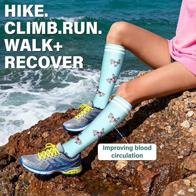 Acture 6 Pack Compression Socks for Women and Men - Knee High for Medical, Running, Nurses, Travel