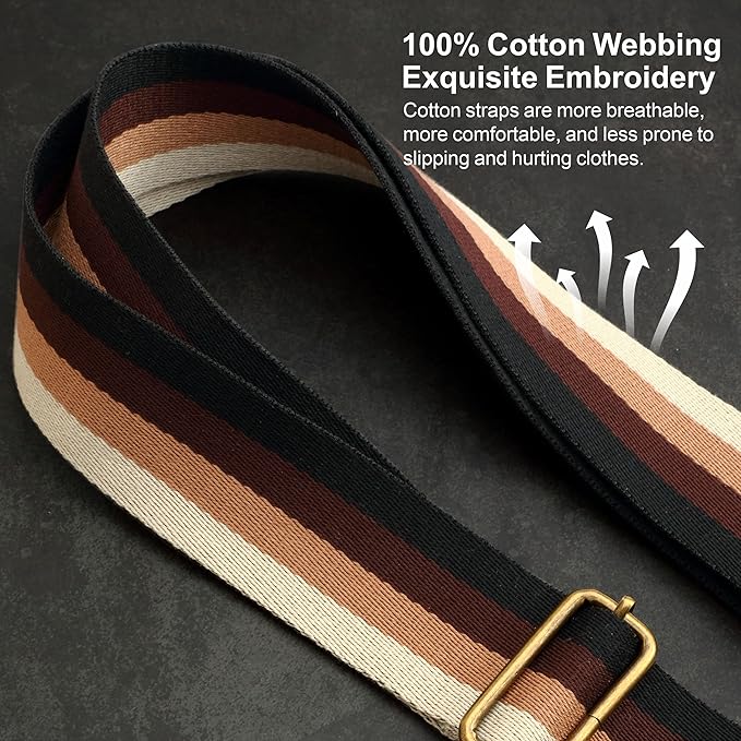 Nefelibata Purse Strap-2"Crazy Horse Leather Bag Strap Adjustable Replacement,Retro Jacquard Embroidery Crossbody Straps