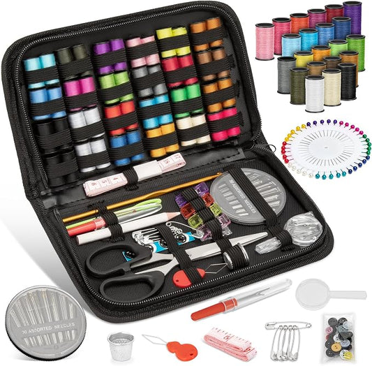 KEYHOT Sewing kit Basic,Needle and Thread Kit,Travel Small Sewing Machine Supplies for Adults Beginners Men, Home Travel Emergency Including Scissors Measure Tape Needle Threader (170pcs)