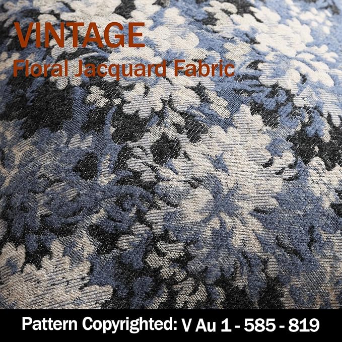 DEZENE Pack of 2 Vintage Floral Throw Pillow Covers 18x18 Boho Farmhouse Accents Chenille Square Decorative Pillow Cases for Living Room Couch Bed Home Decor, Dusty Blue