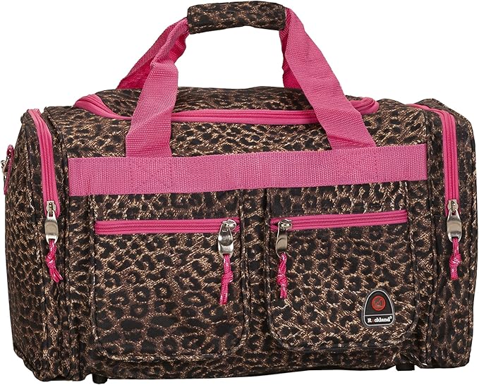 Rockland 19" Polyester Duffel Bag, Pink Leopard