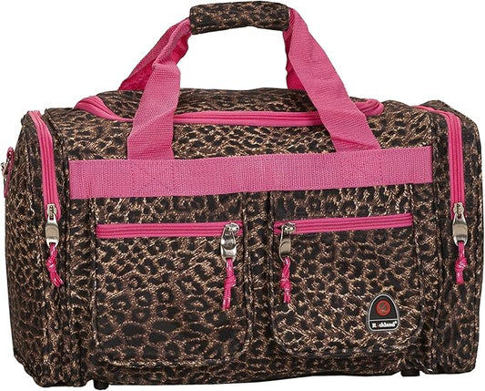 Rockland 19" Polyester Duffel Bag, Pink Leopard