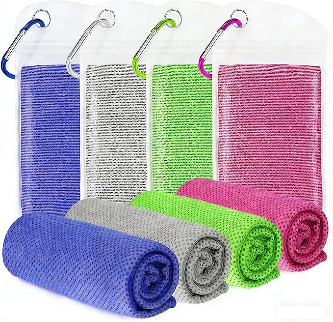 4 Pack Cooling Towels for Neck and Face(40"x12"), Cooling Neck Wraps, Ice Towel for Hot Weather, Soft Breathable Gym Towel, Cool Towel for Workout, Camping, Yoga, Sport, Running