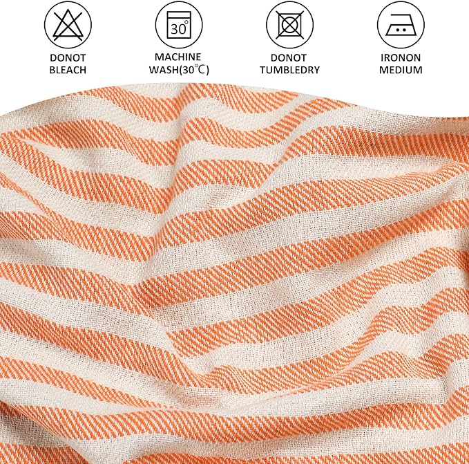 cabanana Turkish Beach Towel Oversized - 40"x70" Quick Dry Sand Free Thin Beach Towels for Adults,Extra Large Cotton Lightweigh Travel Towel for Beach Accessories (Orange)