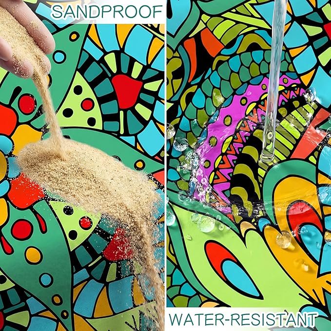 Aroveea Beach Blanket Waterproof Sandproof 1-7 Adult Oversized 78''X81''/10'X9' Lightweight Durable Compact Sand Free Beach Mat for Travel Camping Hiking Picnic Blanket