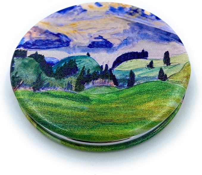 Small Mirror Girls Pretty Pocket Mirror Kawaii Makeup Mirror Green Compact Mirror for Kids Erich Heckel Art Deco