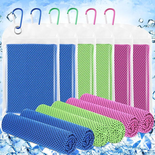 Hosuly 6 Pack Cooling Towels 40" x 12" Sport Towels, Cooling Rag for Neck and Face Ice Breathable Chilly Portable Neck Wraps for Yoga(Chic Color)