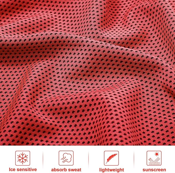 Honoson 10 Pcs Cooling Towel Bulk - Neck & Face Cool Chilly Towels Microfiber Breathable Sport Sweat Rag for Gym, Yoga, Travel, Camping, Running, Outdoor (Red)