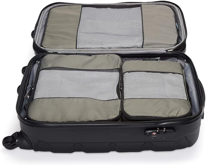 Travel Wise Packing Cubes for Travel - 5 Piece Set with Pattern Design, Lightweight Ripstop Nylon Luggage Organizers with Mesh Panel, Small Medium Large Sizes