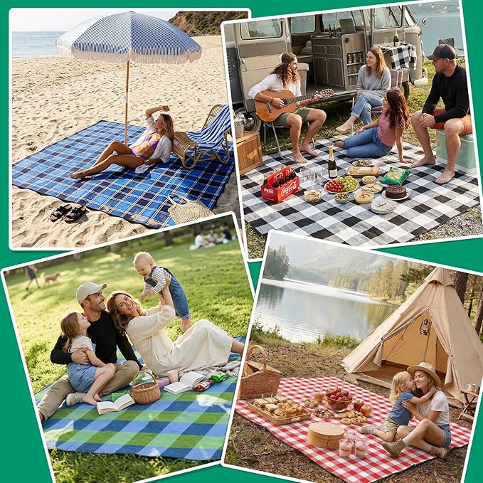 Waterproof Picnic Blanket Beach Outdoor Camping Mat Extra Large Foldable Cute Big Travel Essential Accessories Gift Park Patio Lawn Garden Grass Ground Play Music Festival Concert Must Have