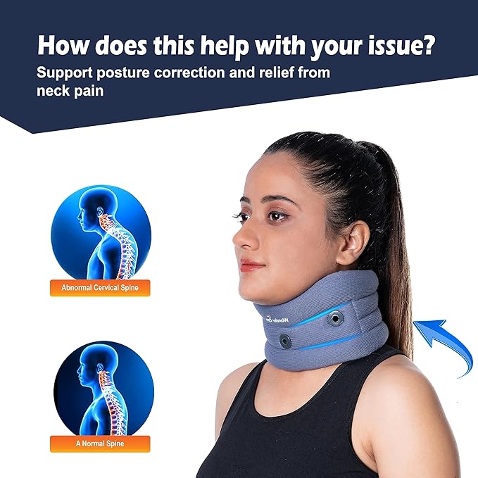 Wonder Care Neck Brace for Sleeping Cervical Collar Adjustable Neck Support Brace Relief Cervical Spine Pressure Ideal for Travel, Office Workers & Neck Injury Recovery, Medium
