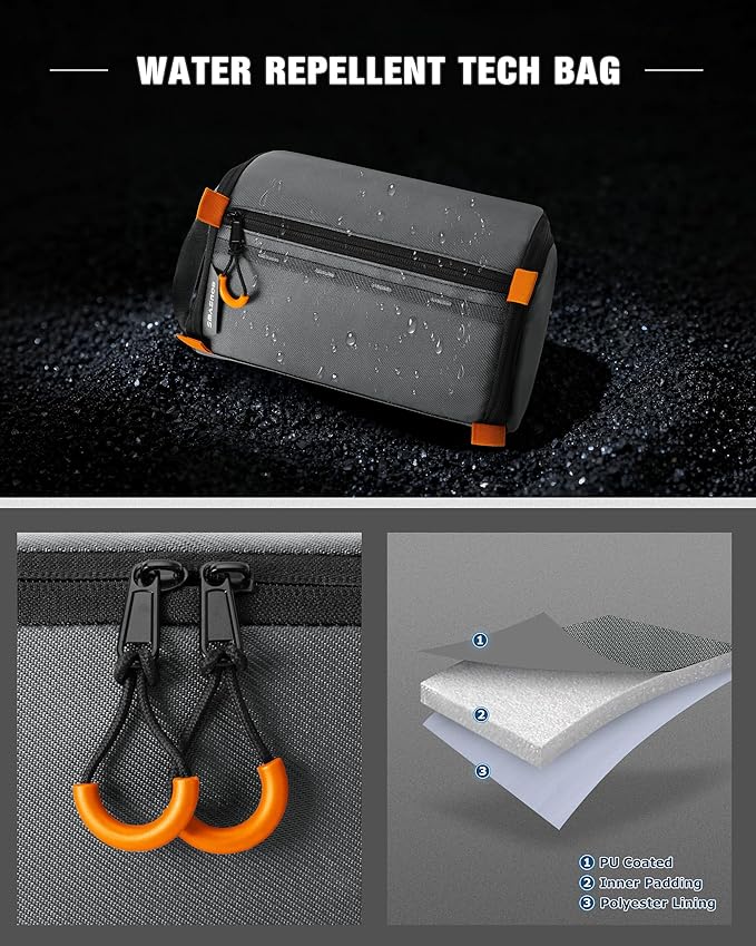 Smasrob Electronics Organizer Travel Case, Water Resistant Tech Bag Charger Pouch for Cord, Cable, Cards, Phone, Airpods, Gray