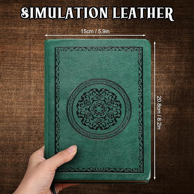 Fetinar 2026 Leather Vintage Journal Notebook,300 Pages,Leather Softcover Lined Journal Notebooks for Women Men,Notebook Journals for Writing Travel,Business,Office,5.7'' X 8.3'',Green