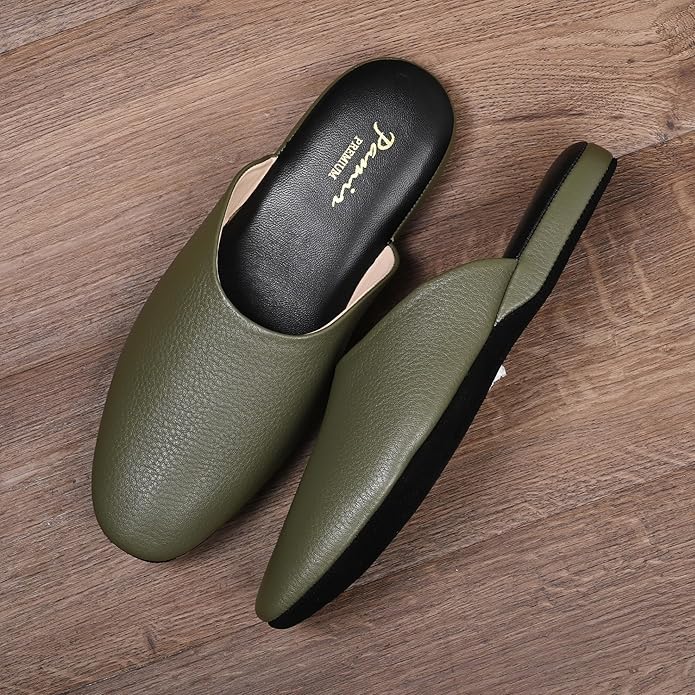 PAMIR Women's Hand-Turned Scuffs, Genuine Leather Indoor House Slippers with Memory Foam