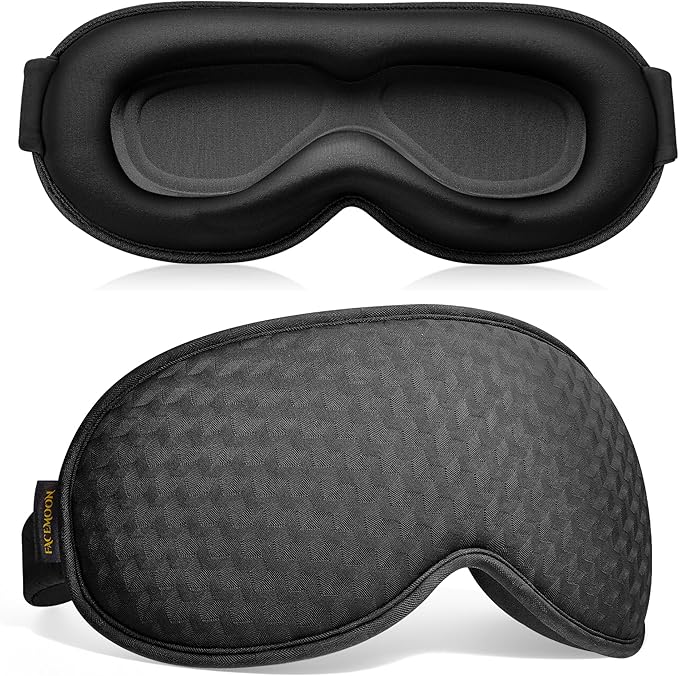 Blackout Weighted Eye Mask for Sleeping: 3D Contoured Gentle-Pressure Sleep Mask for Men & Women - Airplane Travel & Night Shift Essentials, Zero Eye Pressure, Breathable Blindfold, Black