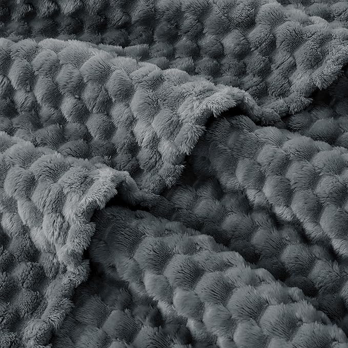 EXQ Home Gentle Soft Fleece Throw Blanket – Cozy Lightweight 3D Imitation Turtle Shell Jacquard Blanket for Couch Bed – All-Season Warm Fuzzy Flannel Blanket for Women Mom Gifts(50"x60",Charcoal Grey)