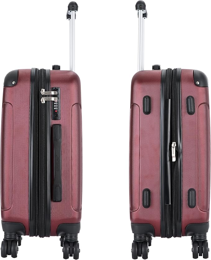 DUKAP INTELY Luggage with Integrated USB Port and Spinner Wheel | Spacious Travel Suitcase with TSA Lock and Ergonomic GEL Handle | 20 Inch Hardside Carry-On Luggage | Wine Red