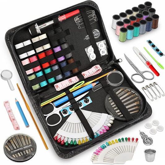 KEYHOT Sewing kit Basic,Needle and Thread Kit,Travel Small Sewing Machine Supplies for Adults Beginners Men, Home Travel Emergency Including Scissors Measure Tape Needle Threader (87pcs)
