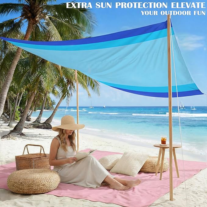 Famstar Beach Blanket Oversized Extra Large 78"X81"/10'X9',Waterproof Sandproof Beach Blanket 2-8 Adults Lightweight Durable for Travel Camping Hiking Picnic