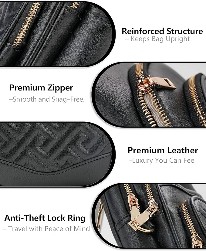 Anti Theft Crossbody Bags for Women, RFID Vegan Leather Sling Purse for Travel, Chest Bag, Cross Body Purses & Fanny Packs(Black)