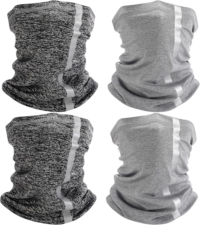 SATINIOR 4 Pcs Neck Gaiter Face Mask for Men Reflective Face Cover Scarf Summer UV Sun Protection Balaclava Bandana for Work