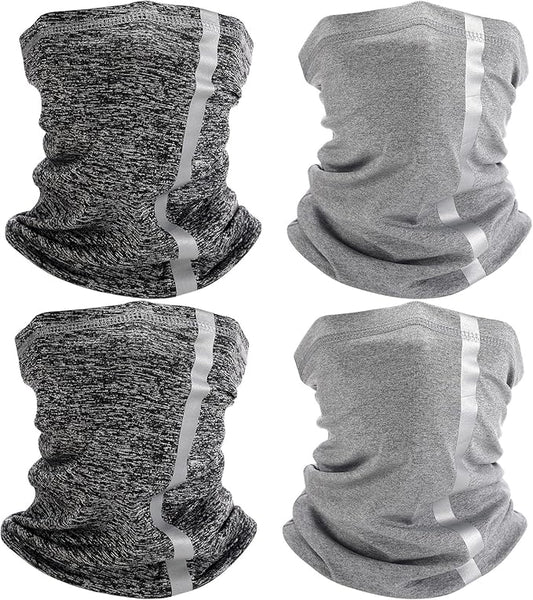 SATINIOR 4 Pcs Neck Gaiter Face Mask for Men Reflective Face Cover Scarf Summer UV Sun Protection Balaclava Bandana for Work