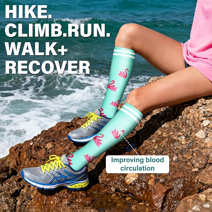 Acture 6 Pack Compression Socks for Women and Men - Knee High for Medical, Running, Nurses, Travel
