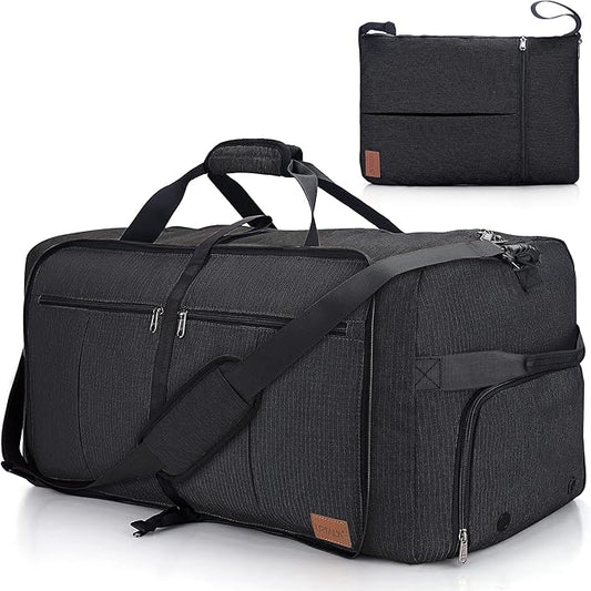 100L Travel Duffle Bag for Men, Urtala 32” Large Duffle Bag for Traveling with Shoe Compartment, Foldable Travel Duffel Bag Weekender Bag Gym Bag for Men Women Waterproof & Tear Resistant (Black)