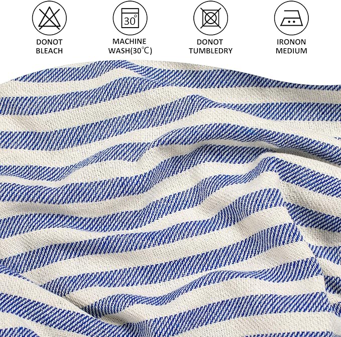 cabanana Turkish Beach Towel Oversized - 40"x70" Quick Dry Sand Free Thin Beach Towels for Adults,Extra Large Cotton Lightweigh Travel Towel for Beach Accessories (Blue)