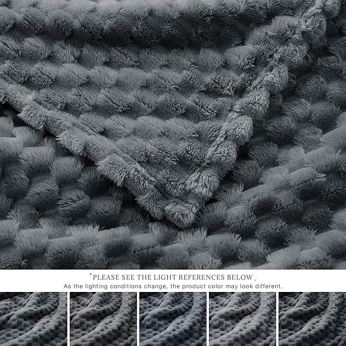 EXQ Home Gentle Soft Fleece Throw Blanket – Cozy Lightweight 3D Imitation Turtle Shell Jacquard Blanket for Couch Bed – All-Season Warm Fuzzy Flannel Blanket for Women Mom Gifts(50"x60",Charcoal Grey)