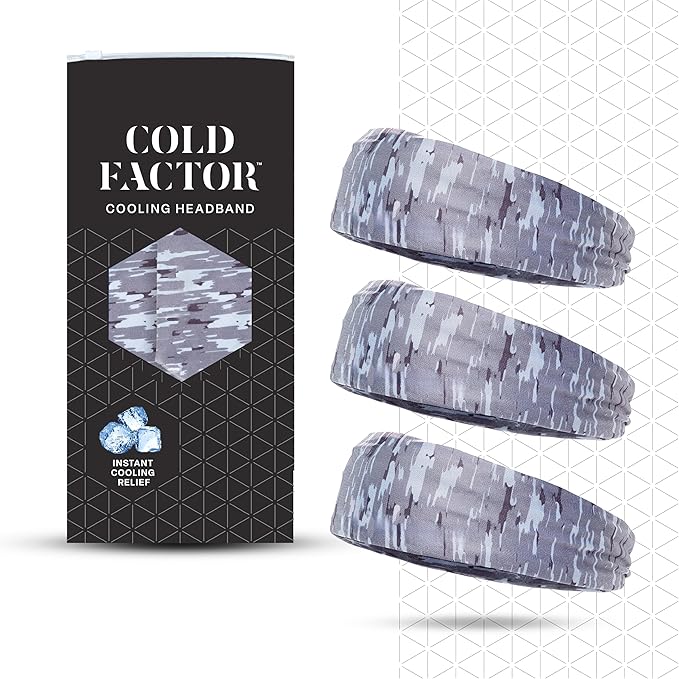 COLD FACTOR Cooling Headband for Women and Men – UPF 50+ Advanced Evaporative Comfort, Instant Cooling Sweatband for Outdoor Sports, Fitness, Yoga, Hiking, Running, and Workout
