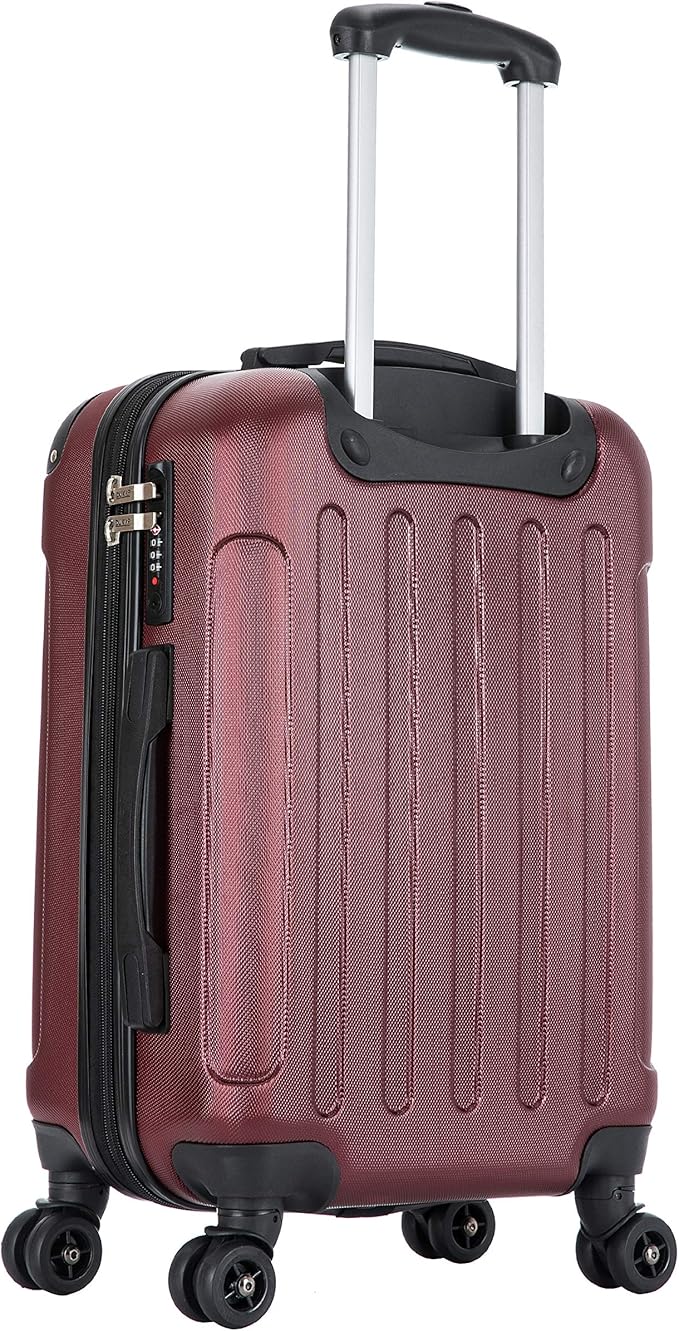 DUKAP INTELY Luggage with Integrated USB Port and Spinner Wheel | Spacious Travel Suitcase with TSA Lock and Ergonomic GEL Handle | 20 Inch Hardside Carry-On Luggage | Wine Red