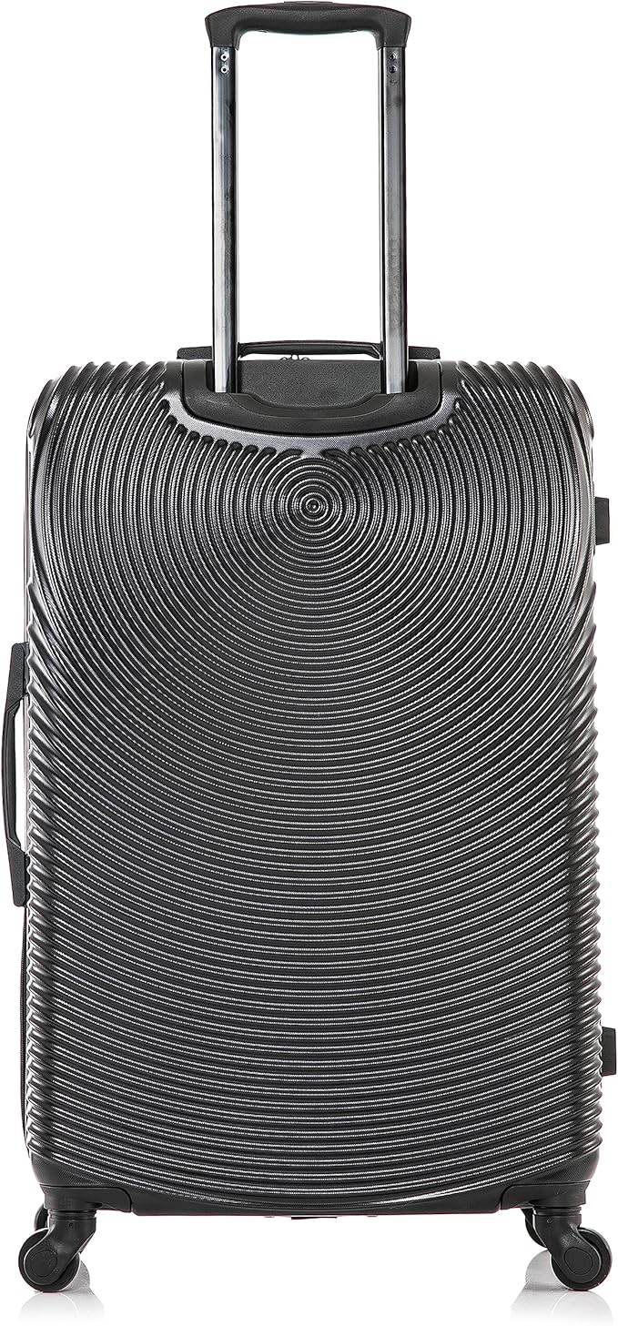 DUKAP INCEPTION Lightweight Hardside Spinner Luggage with Ergonomic Handles, Travel Suitcase with Four Spinner Wheels and Studs, 28-Inch Large Checked Luggage | Black