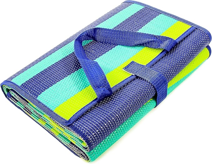 Camco Handy Mat with Strap - Perfect for Picnics, Beaches, RV and Outings - Green/Turquoise - 60" x 78" (42806)
