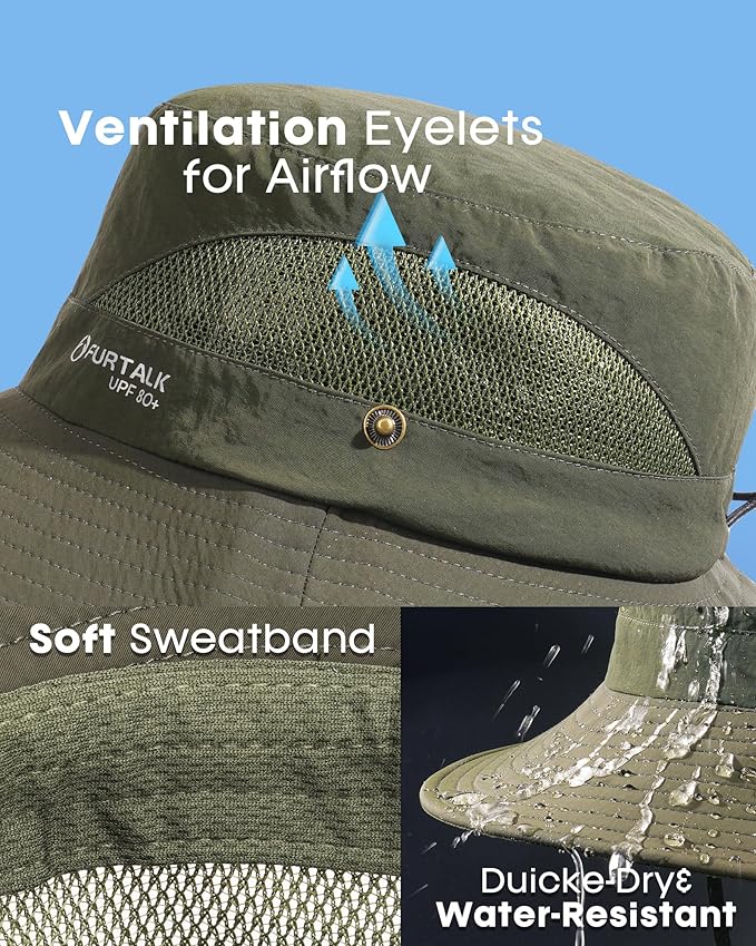 FURTALK Mens Bucket Sun Hat UPF 80+ Wide Brim Hiking Fishing Beach Outdoor Hats