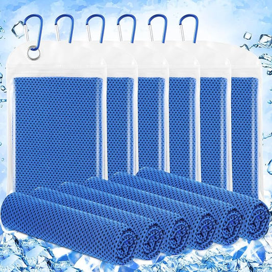Hosuly 6 Pack Cooling Towels 40" x 12" Sport Towels, Cooling Rag for Neck and Face Ice Breathable Chilly Portable Neck Wraps for Yoga(Dark Blue)
