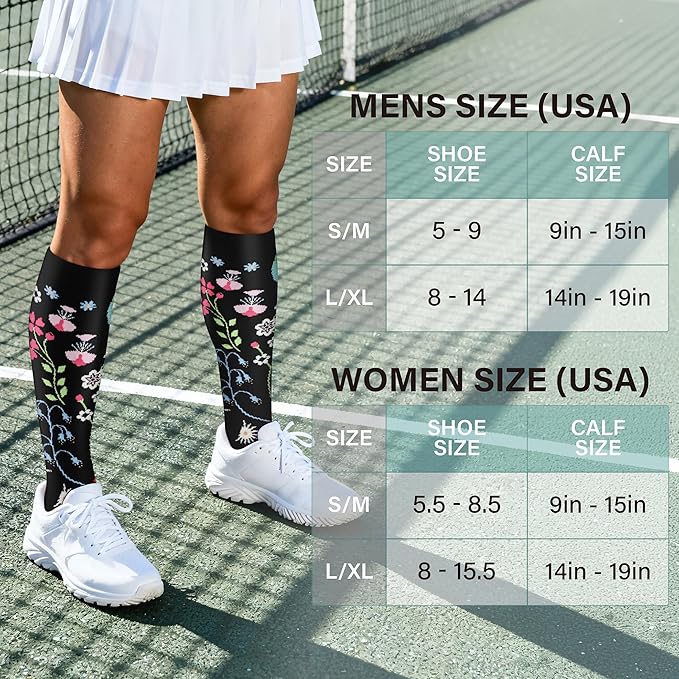 Acture 6 Pack Compression Socks for Women and Men - Knee High for Medical, Running, Nurses, Travel
