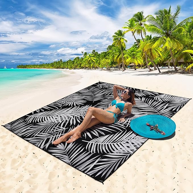 HIHOHO Beach Blanket Waterproof Sandproof Extra Large Beach Mat 79" X 83"/120"x108"for 1-8 Adults Quick Drying Durable Outdoor Picnic Mat for Beach Travel Camping Hiking