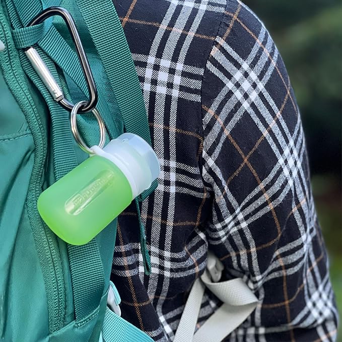 humangear GoToob Bottles - Silicone Leak-Proof Travel Tubes for Toiletries, Camping & TSA Carry-On (3-Pack), Mini (0.9 fl oz; 27ml), Clear/Green/Blue