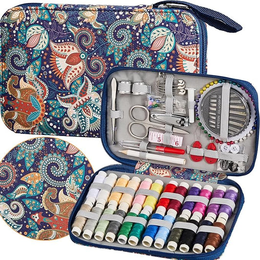 130 PCS Paisley Printing Sewing Kit with All Sewing Supplies Accessories, Professional & Travel Sewing Set for Adults, Emergency Home Use