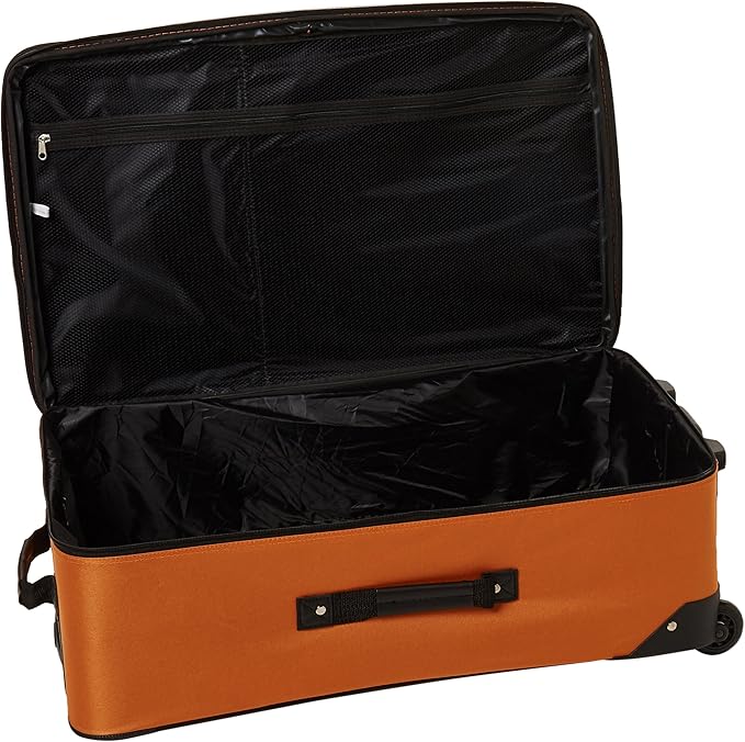 Rockland Fashion Softside 4 Piece Luggage Set, Expandable, (14" Tote/19"/24"/28"), Orange