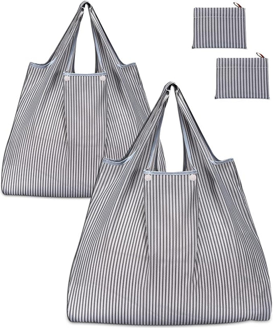 KINGMAS Reusable Grocery Bags, Eco-Friendly Folding Tote Shopping Bag fits in Pocket, Washable Waterproof Nylon Pouch Bags