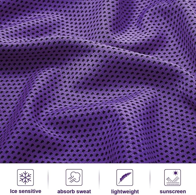 Honoson 10 Pcs Cooling Towel Bulk - Neck & Face Cool Chilly Towels Microfiber Breathable Sport Sweat Rag for Gym, Yoga, Travel, Camping, Running, Outdoor (Purple)