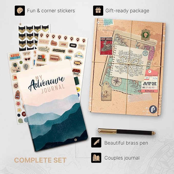 3-in-1 Travel Journal for Women - My Adventure Book, Travelers Notebook, Scrapbook & Bucket List Gifts for People Who Travel A Lot With Prompts - Cruise & Camping Essentials Planner Accessories Diary