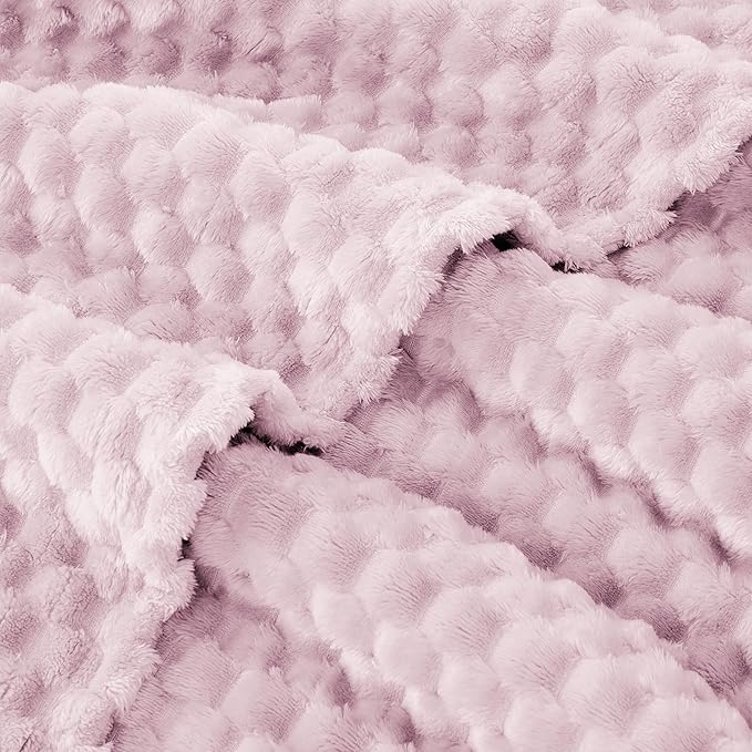 EXQ Home Gentle Soft Fleece Throw Blanket – Cozy Lightweight 3D Imitation Turtle Shell Jacquard Blanket for Couch Bed – All-Season Warm Fuzzy Flannel Blanket for Women Mom Gifts(50"x60",Purplish Pink)